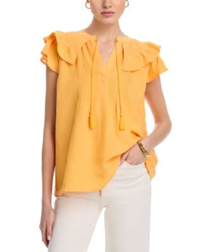 ティー・タハリ レディース トップス シャツ ブラウス Tahari Flutter Sleeve Blouse Mango Slice