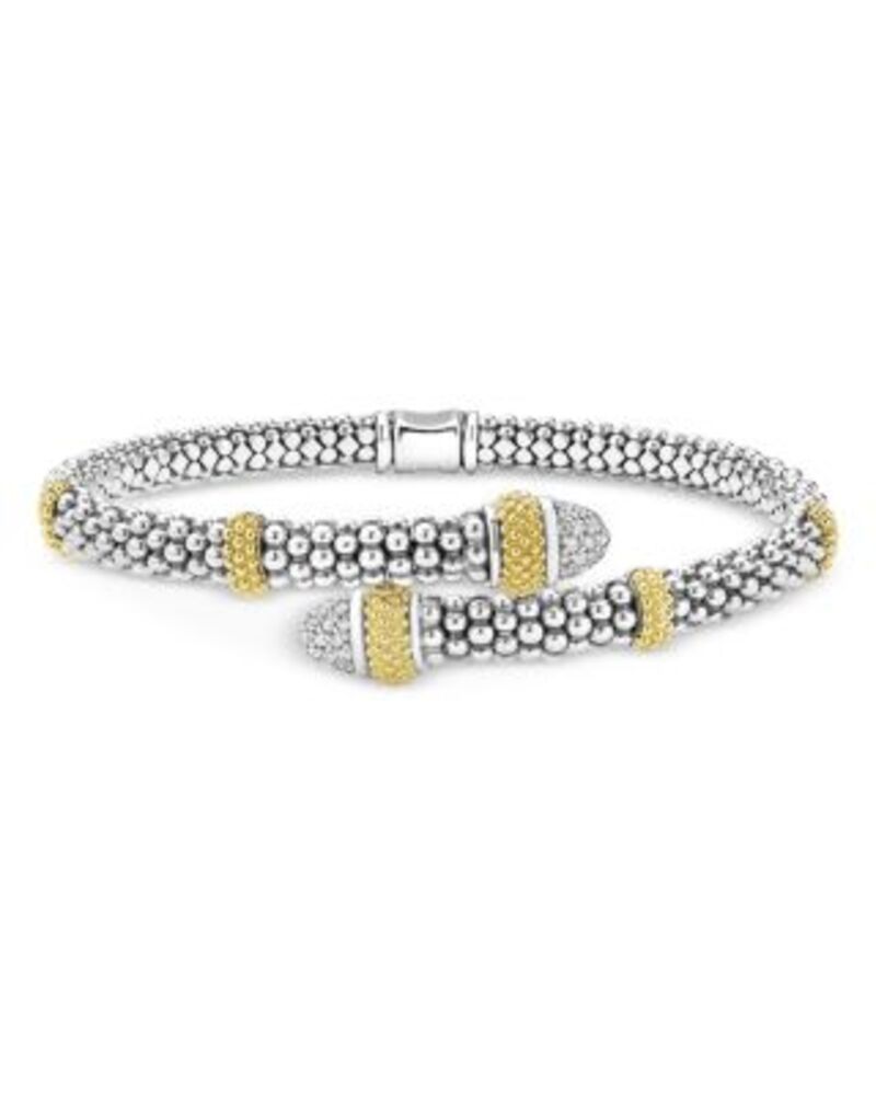 ラゴス レディース アクセサリー ブレスレット・バングル・アンクレット LAGOS 18K Yellow Gold & Sterling Silver Caviar Lux Diamond Bypass Bangle Bracelet Silver シルバー