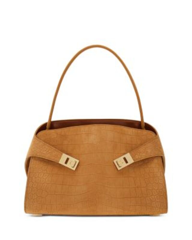 フェラガモ レディース バッグ スエード FERRAGAMO Hug Soft Suede Shoulder Bag Naturale