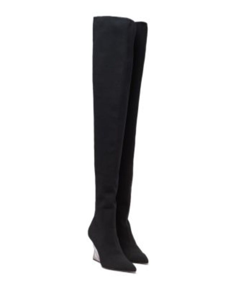バルマン レディース シューズ ブーツ・レインブーツ 編み物 Balmain Women\u0027s Wedge Knithigh-High Boots Black 黒いこと