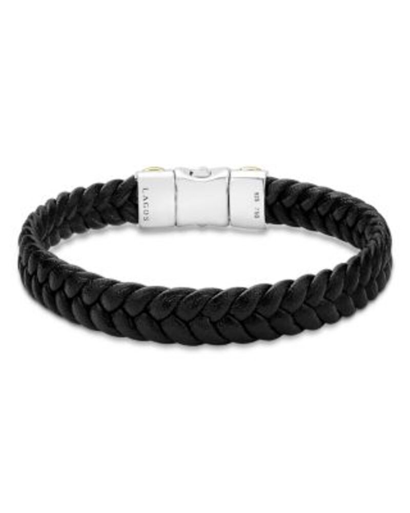 ラゴス メンズ アクセサリー ブレスレット・バングル・アンクレット レザー フェイクレザー LAGOS Men's 18K Yellow Gold & Sterling Silver Anthem Braided Faux Leather Bracelet Silver シルバー