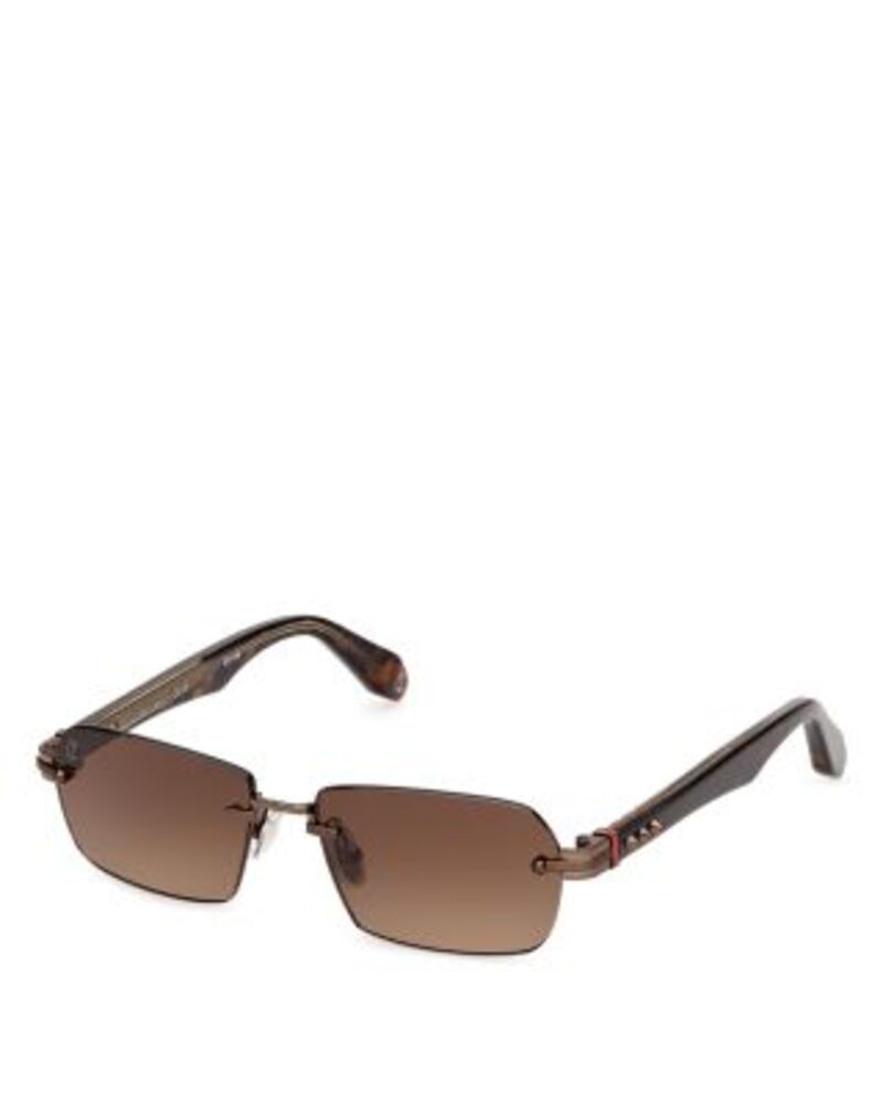 クリスチャン・ルブタン レディース 添え物 サングラス・アイウェア Christian Louboutin Rectangular Metal Sunglasses 56粍 Shiny Dark Bronze/Brown 赤銅色