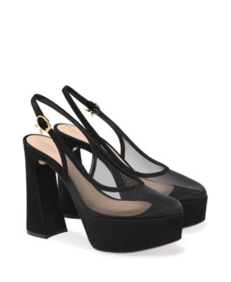 ジャンヴィト ロッシ レディース シューズ パンプス Gianvito Rossi Women's Chopine Slingback Pumps Black Suede Leather ブラック｜ReVida 店