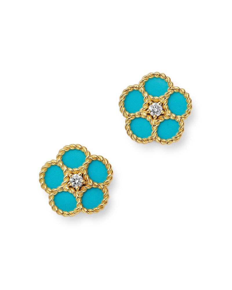 ロバートコイン レディース アクセサリー ピアス・イヤリング Roberto Coin 18K Yellow Goldaisy Diamond Stud Earrings - Exclusive Blue/Gold ブルー