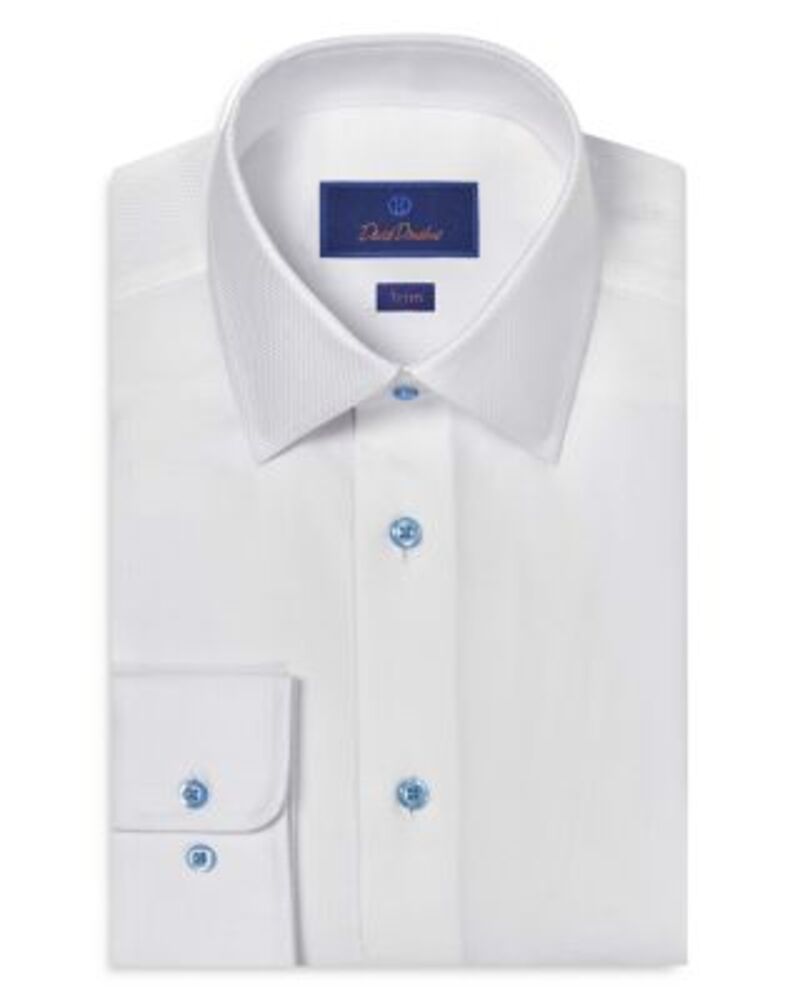 デイビッドドナヒュー メンズ トップス シャツ Davidonahue Trim Fit Dobby Solidresshirt White/ White ホワイト