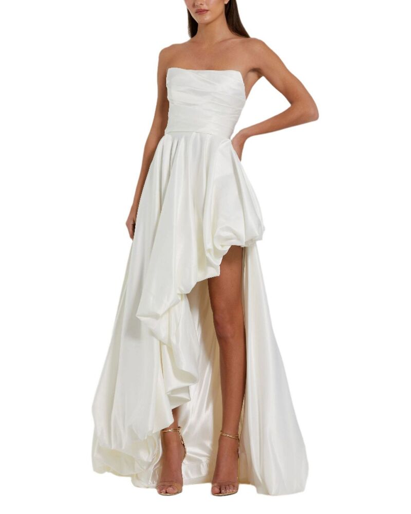 マックダガル レディース トップス ワンピース ギャザー ストラップレス Mac Duggal Strapless Ruched Gown White ホワイト