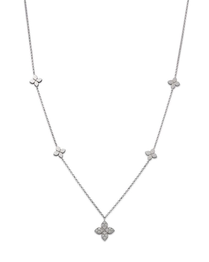 ロバートコイン レディース アクセサリー ネックレス・チョーカー・ペンダントトップ レース Roberto Coin 18K Gold Love by the Inch Diamond Flower Stationecklace 15-17\
