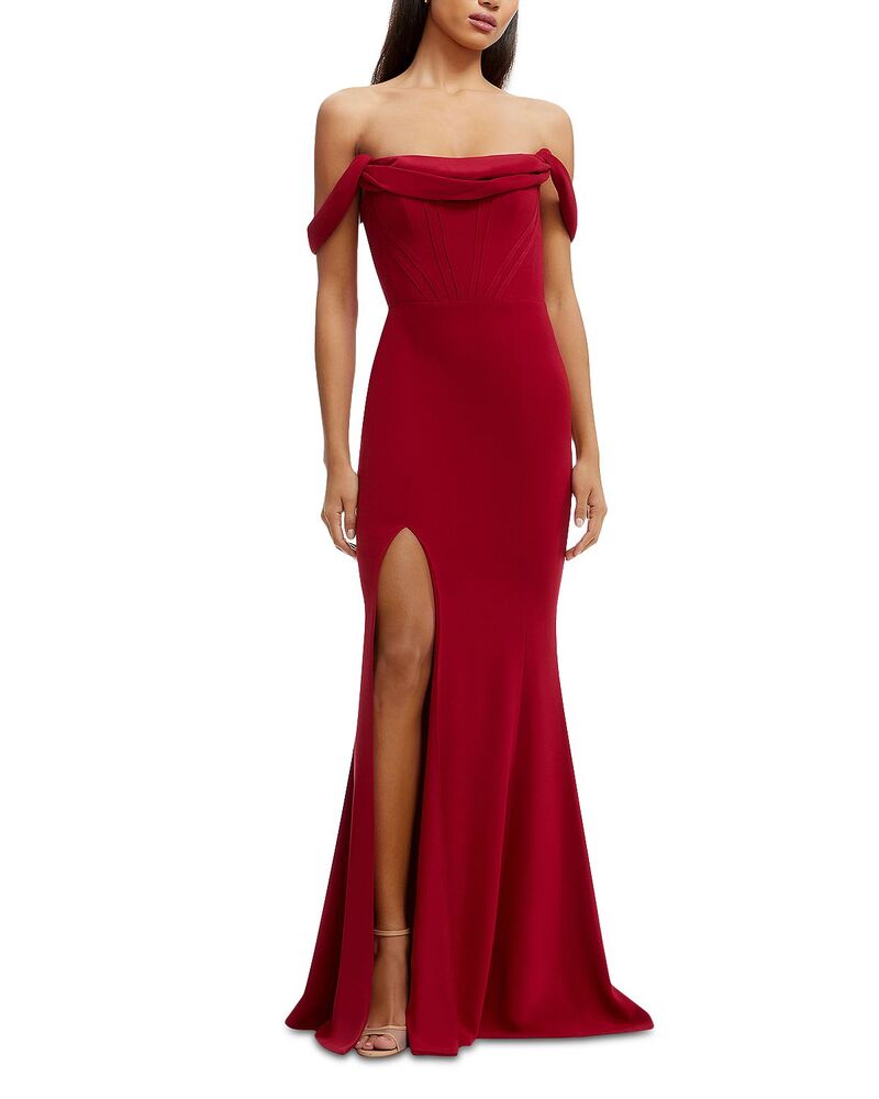 ドレスザポプレーション レディース トップス ワンピース Dress the Population Melania Off-the-Shoulder Gown Garnet|ReVida 店