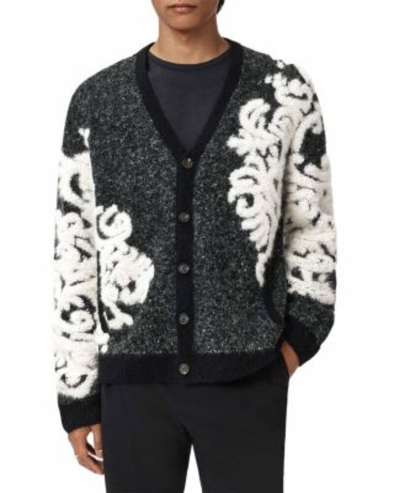 ジョンバルベイトス メンズ アウター カーディガン セーター John Varvatos La Morra Cardigan Sweater Black/White ホワイト 122,900円