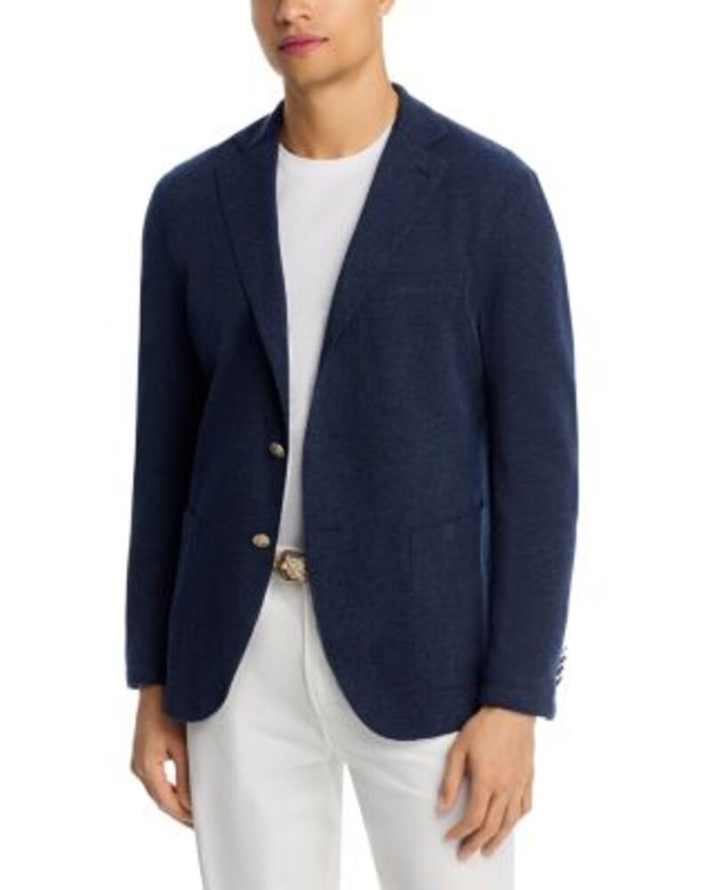 イレブンティ メンズ アウター ジャケット・ブルゾン コットン ジャージー Eleventy Herringbone Cotton Jersey Soft Jacket Navy ネイビー｜ReVida 店