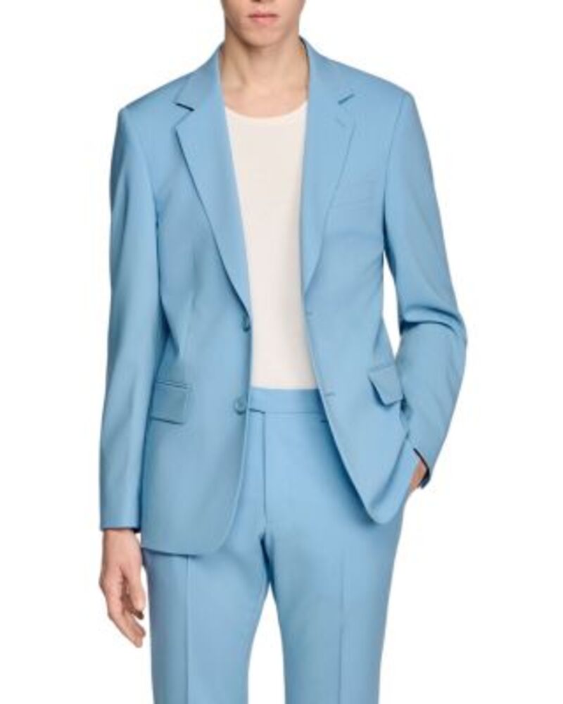 サンドロ メンズ アウター ジャケット・ブルゾン ウール Sandro Wool Suit Jacket Sky Blue ブルー|ReVida 店