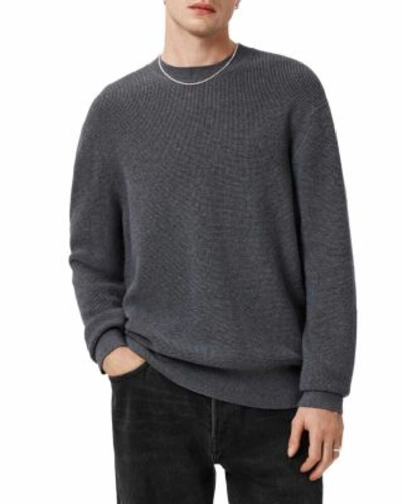 オールセインツ メンズ アウター 編み物・プルオーバー 労働者の一団のど頚 ALLSAINTS Aspen Crewneck Sweater Slate Blue スレート