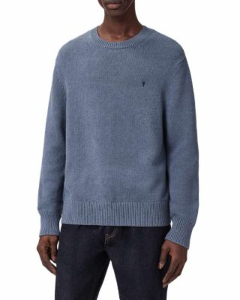 オールセインツ メンズ アウター ニット・セーター クルーネック ALLSAINTS Iconic Knit Crewneck Sweater Slate Blue スレート|ReVida 店