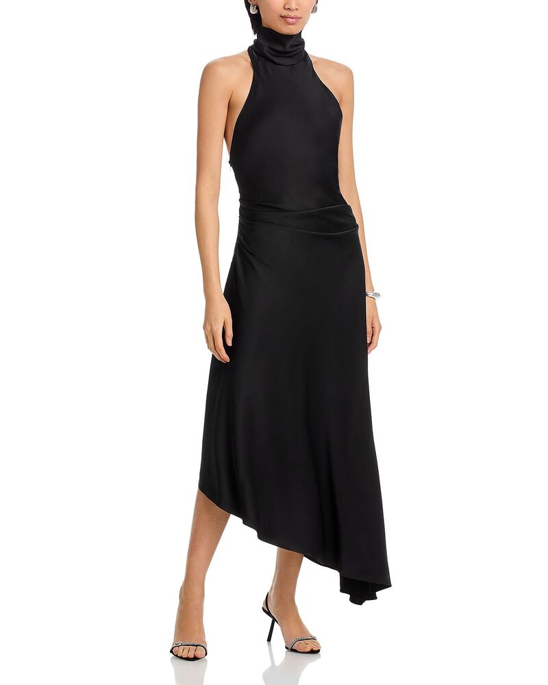 シムカイ レディース トップス ワンピース ミディ サテン SIMKHAI Monica Satin Midi Dress Black ブラック