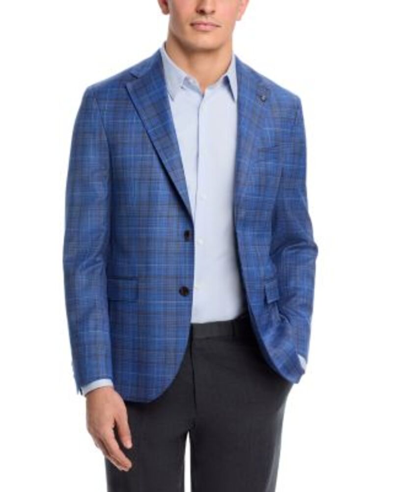 ジャックビクター メンズ アウター コート レギュラーフィット Jack Victor Midland Textured Plaid Regular Fit Sport Coat Mid Blue/ Brown ブルー