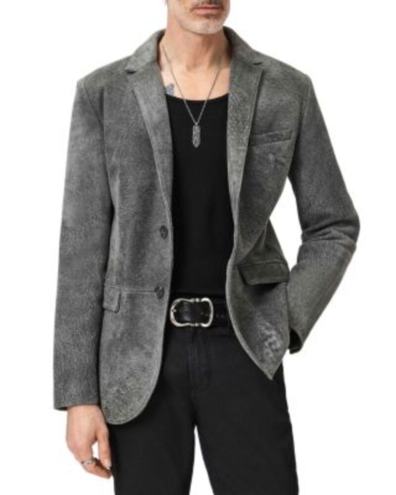 ジョンバルベイトス メンズ アウター 上衣・上衣 なめし革 John Varvatos Winston Two Button Leather Jacket Deep Charcoal 濃灰色
