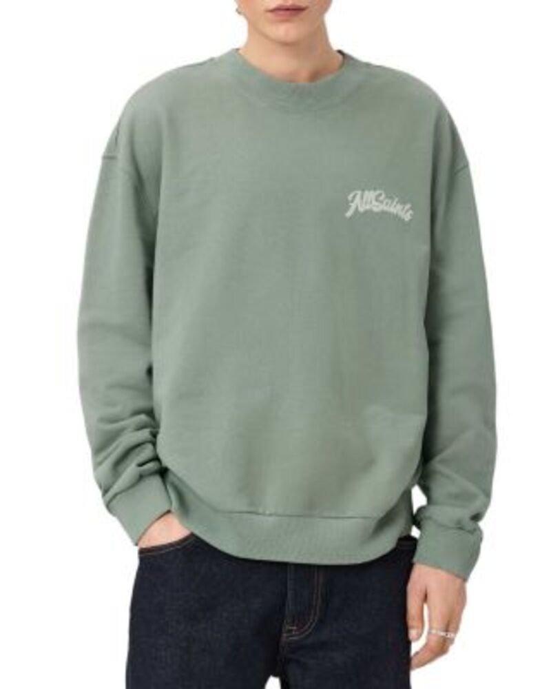 オールセインツ メンズ アウター 編み物・プルオーバー 労働者の一団のど頚 ロゴタイプ ALLSAINTS Odyssey Crewneck Logo Sweater Springreen 緑であること