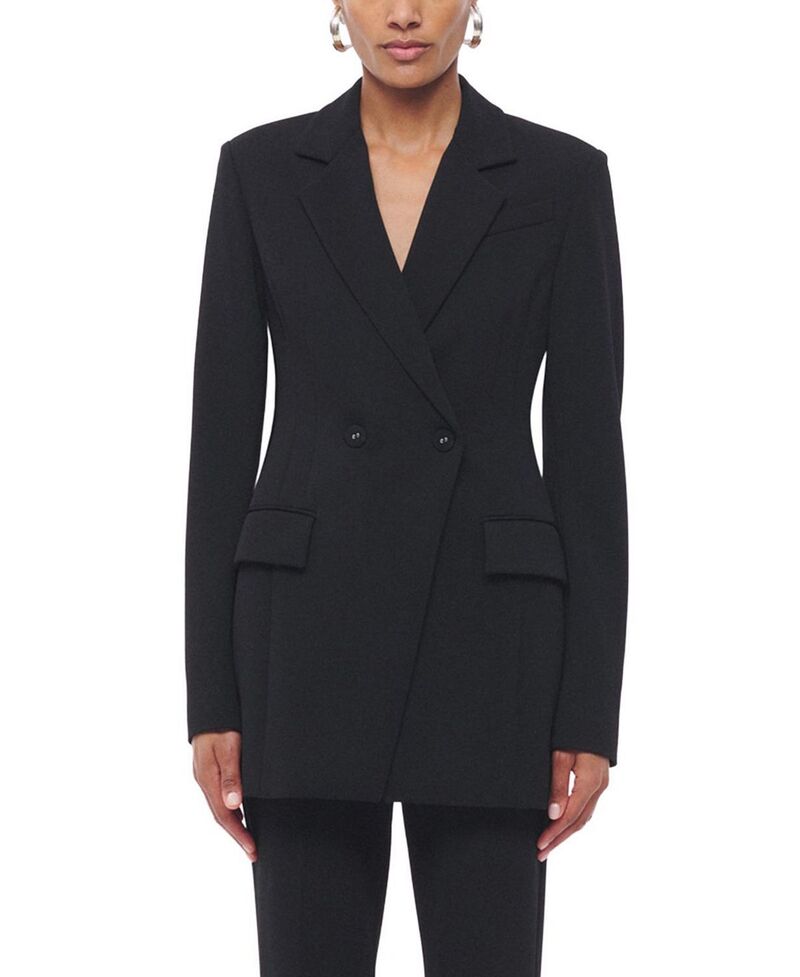 アナザー トゥモロー レディース アウター 上衣・上衣 ティーシャツ Another Tomorrow Jersey Jacket Black 黒いこと コート・ジャケット-レディースファッション