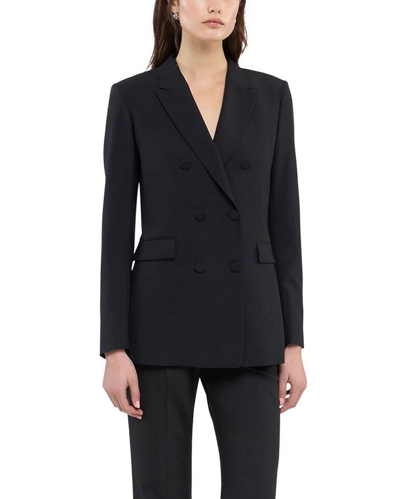 アナザー トゥモロー レディース アウター 上衣・上衣 Another Tomorrow Double Breasted Jacket Black 黒いこと