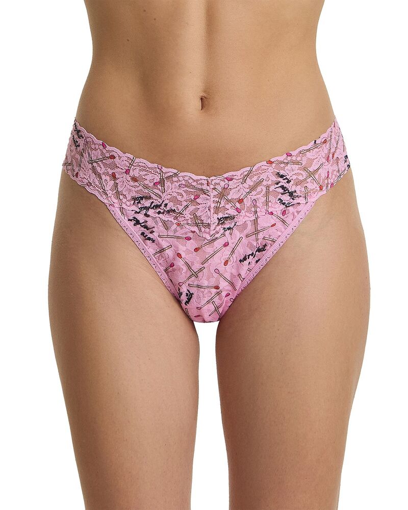 ハンキーパンキー レディース アンダー御召しもの ズボン下 刷り上げる スピード競技 Hanky Panky Printed Signature Lace Original Rise Thong Perfect Match