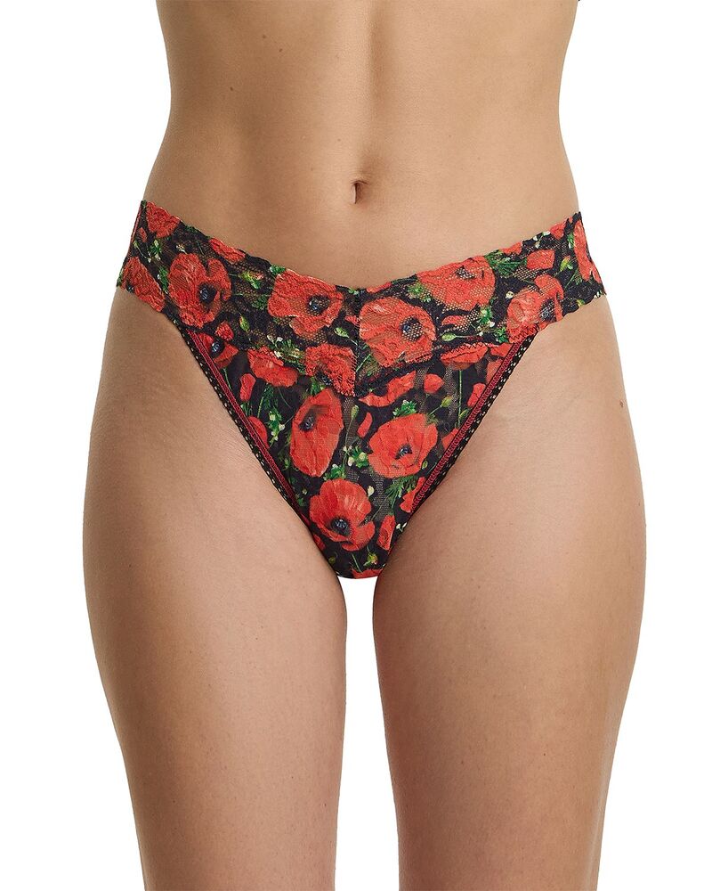 ハンキーパンキー レディース アンダー御召しもの ズボン下 刷り上げる スピード競技 Hanky Panky Printed Signature Lace Original Rise Thong Poppy Holiday