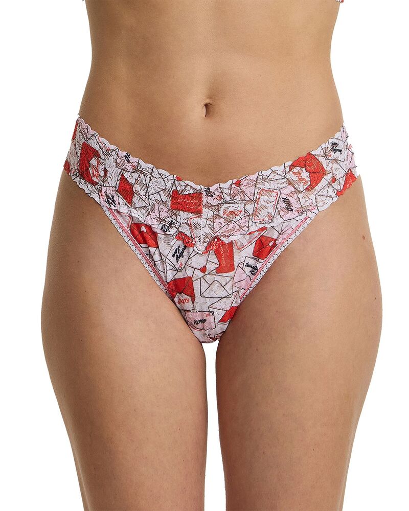 ハンキーパンキー レディース アンダー御召しもの ズボン下 刷り上げる スピード競技 Hanky Panky Printed Signature Lace Original Rise Thong With Love