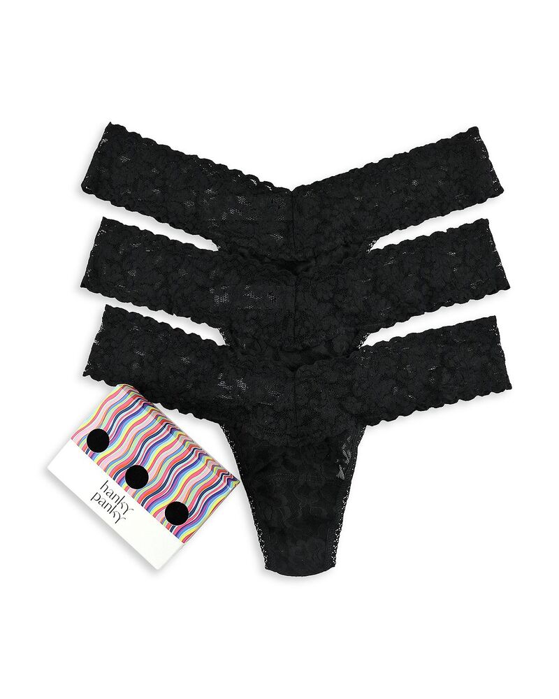 ハンキーパンキー レディース アンダーウェア パンツ ローライズ レース Hanky Panky Signature Lace Low Rise Thongset of 3 Black ブラック
