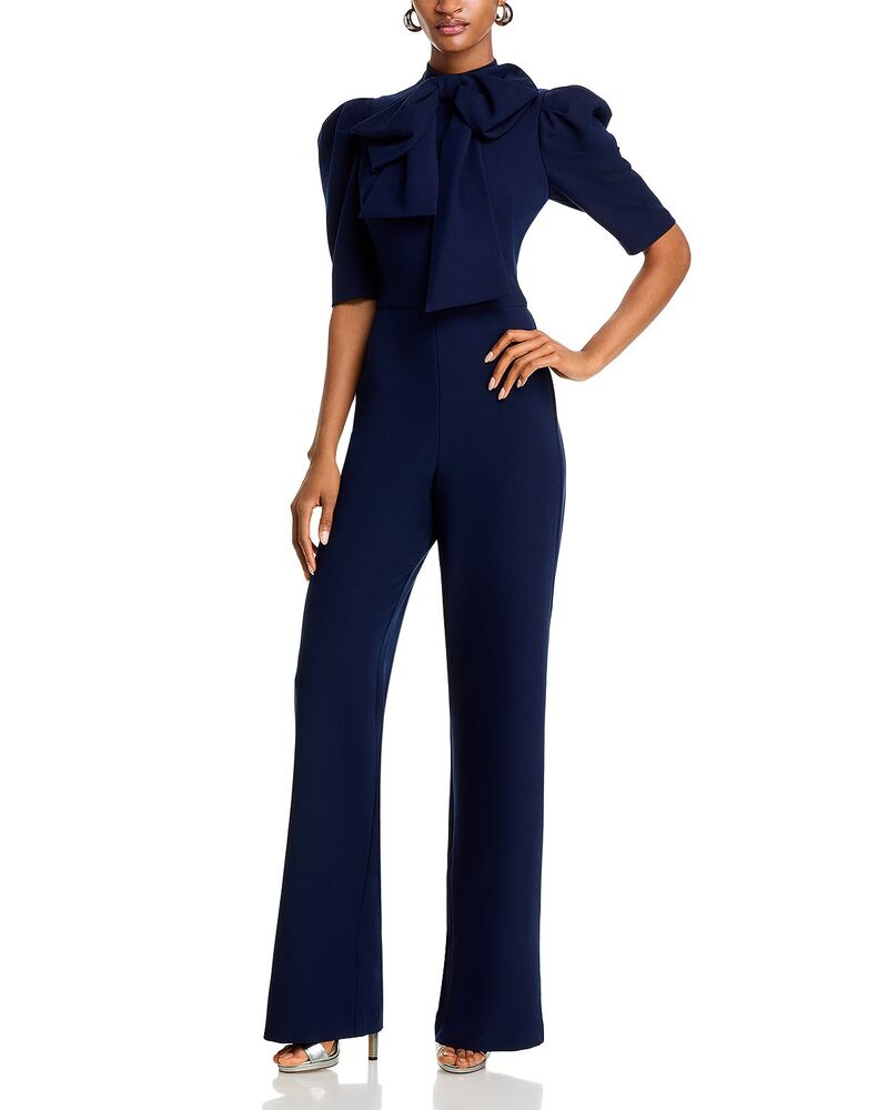 黒いこと頭光 レディース トップス 飛び降りる背広 引っ切り無い Black Halo Ara Bow Straight Leg Jumpsuit Navy 米国海軍