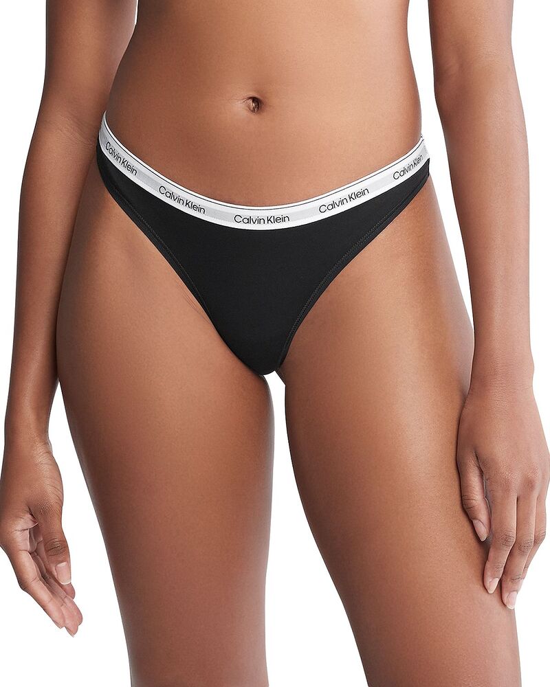 カルバンクライン レディース アンダー御召しもの ズボン下 ロゴタイプ Calvin Klein Modern Logo Thong Black 黒いこと