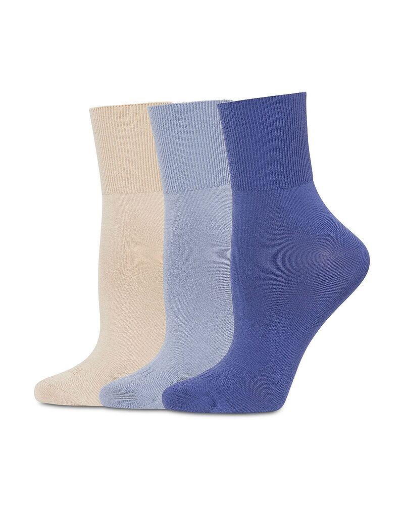 ヒュー レディース アンダーお召しもの ソックス HUE Bobby Socks Pack of 3 Blue 青色