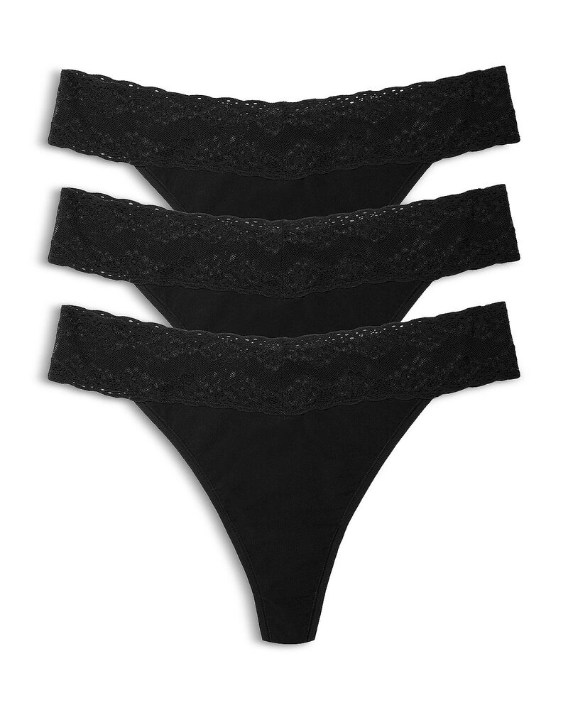ナトリ レディース アンダーウェア パンツ Natori Bliss Perfectione Size Thongs Pack of 3 Black ブラック 13,110円