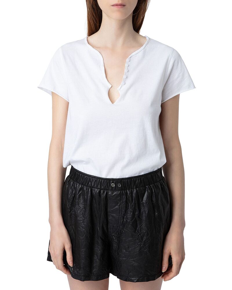 ザディグ エ ヴォルテール レディース トップス Tシャツ Zadig & Voltaire Diamant Henley Tee Blanc