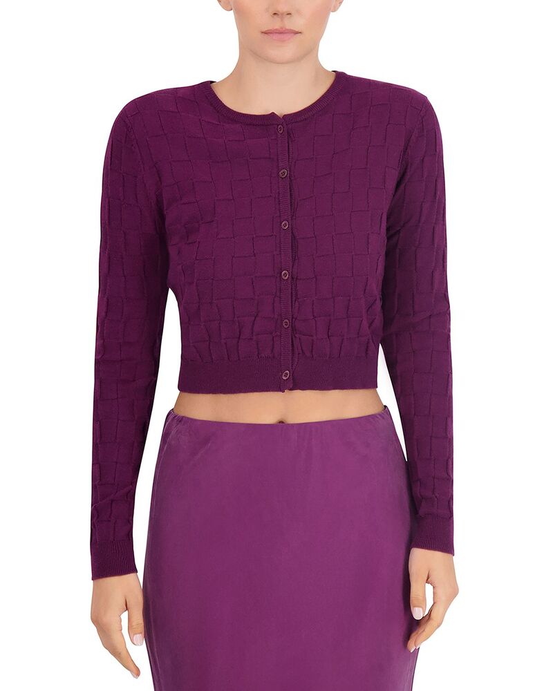 ポイント レディース アウター カーディガン ニット Point Basketweave Knit Cardigan Plum プラム｜ReVida 店