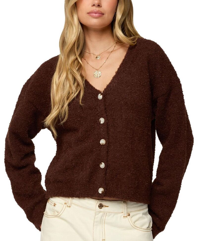 アディクテッド レディース アウター カーディガン ニット Edikted Jade Knitted Cardigan Brown ブラウン｜ReVida 店