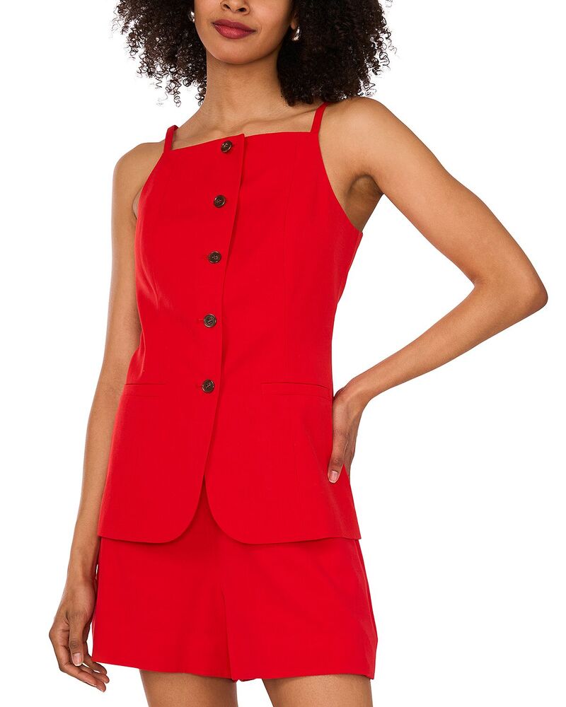 ワンステイト レディース トップス 限りない 1.STATE Button Front Vest Goji Berry トップス-レディースファッション-ベスト・ジレ