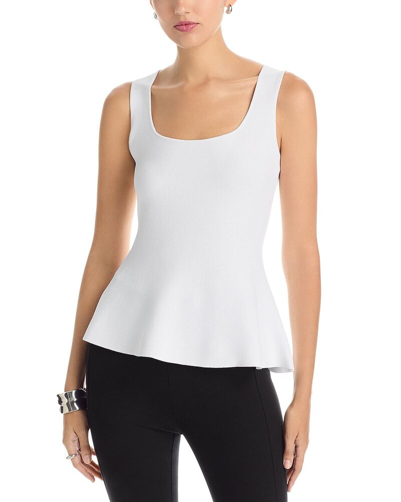 ティー・タハリ レディース トップス シャツ Tahari Square Neck Peplum Top White Star ホワイト