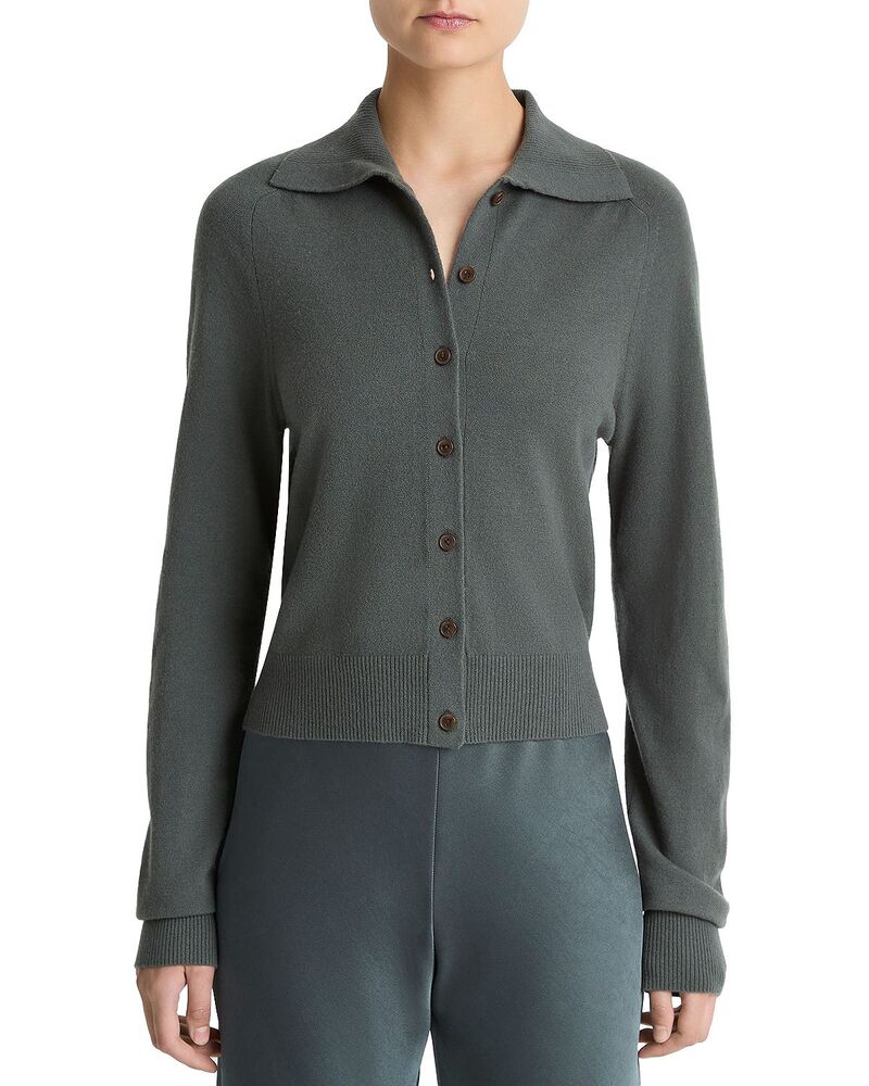 ヴィンス レディース アウター ジレー スポーツシャツ スウェーター Vince Button Front Polo Cardigan Sweater Malachite