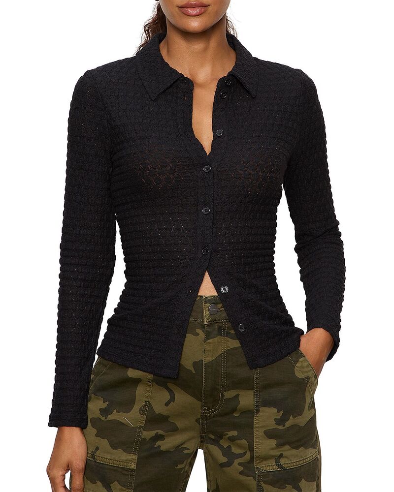 サンクチュアリー レディース トップス シャツ Sanctuary Dreamer Textured Shirt Black ブラック