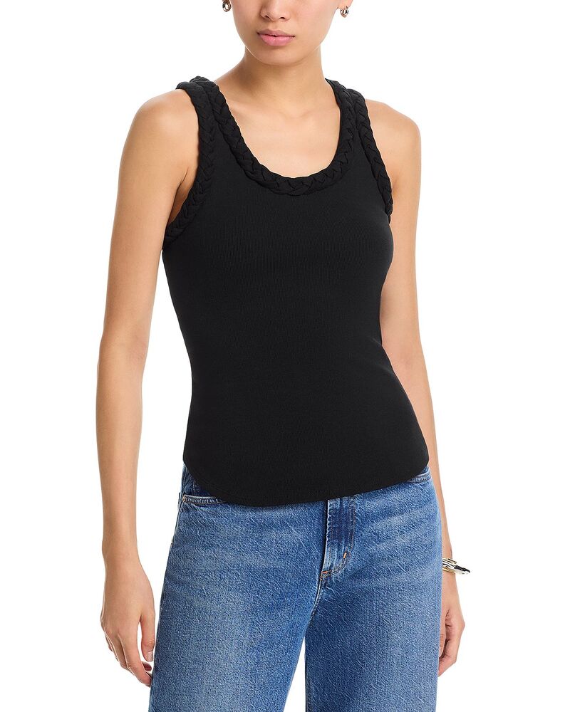 サンク ア セプト レディース トップス 貯蔵タンクとっ始め Cinq ? Sept Braided Tank Top Black/Black 黒いこと
