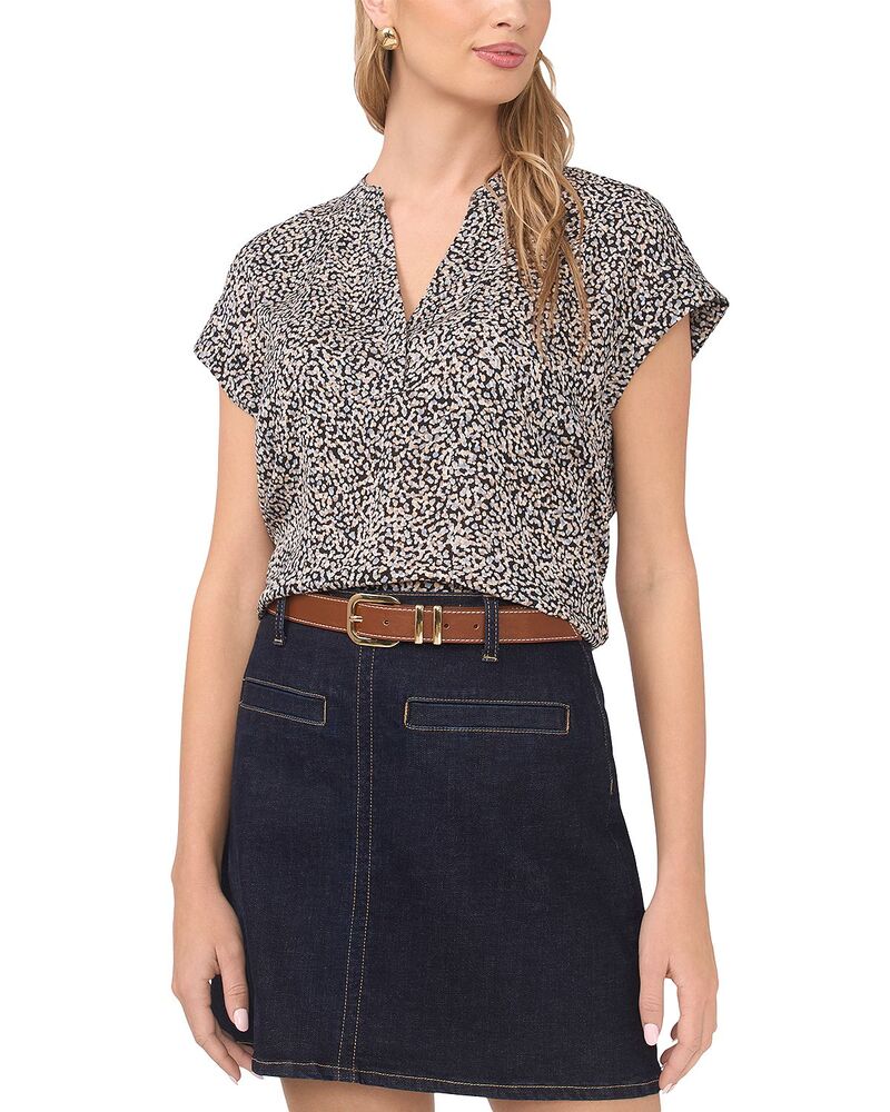 ヴィンスカムート レディース トップス シャツ キャップ VINCE CAMUTO Split Neck Cap Sleeve Top Rich Black ブラック