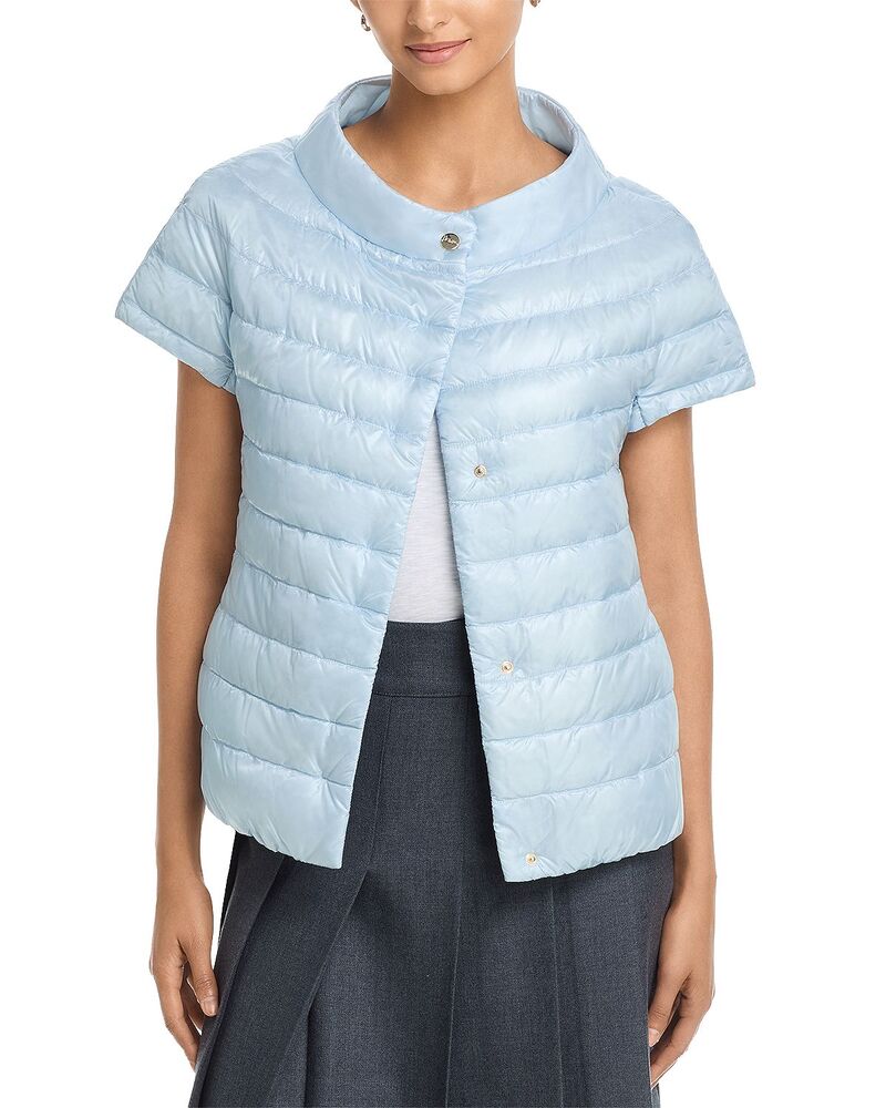 地獄ノ レディース アウター 厚地の外套 旗がしら Herno Iconico Greta Cap Sleeve Puffer Coat Pale Blue 青み