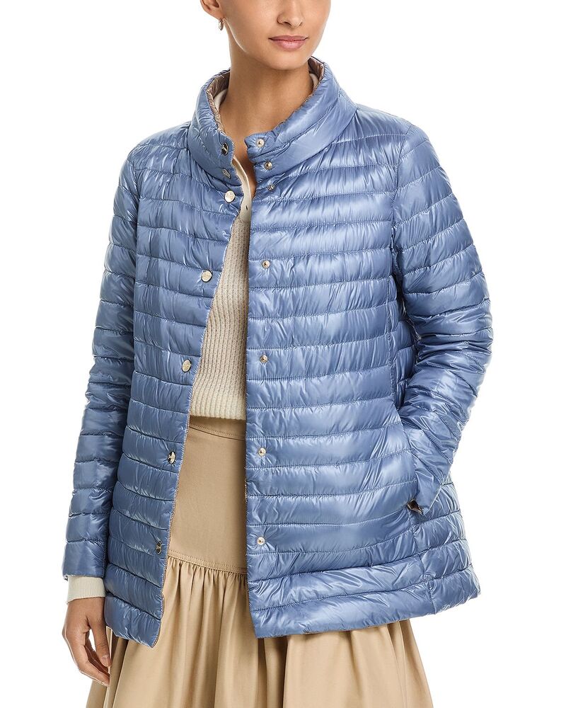 ヘルノ レディース アウター コート Herno Reversible Puffer Coat French Blue to Taupe ブルー