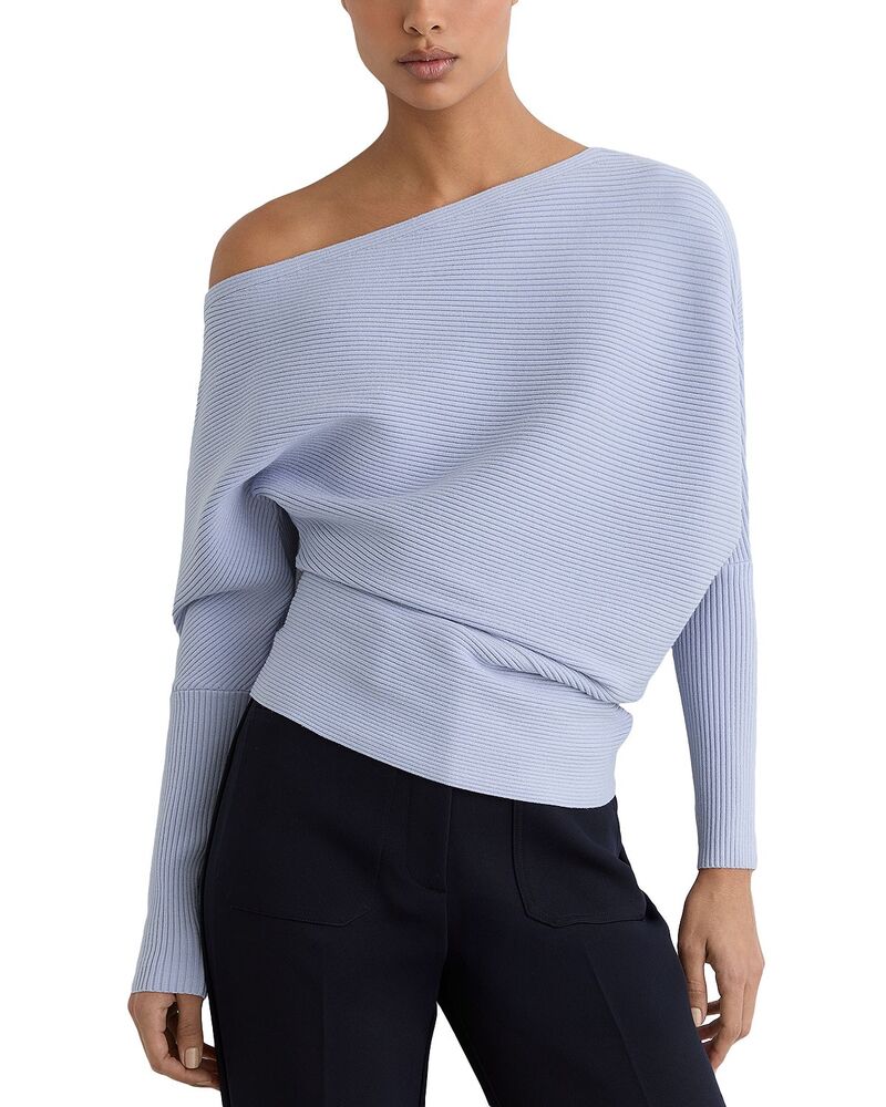 レイス レディース アウター ニット・セーター ドレープ REISS Lorna Draped Sweater Blue ブルー｜ReVida 店