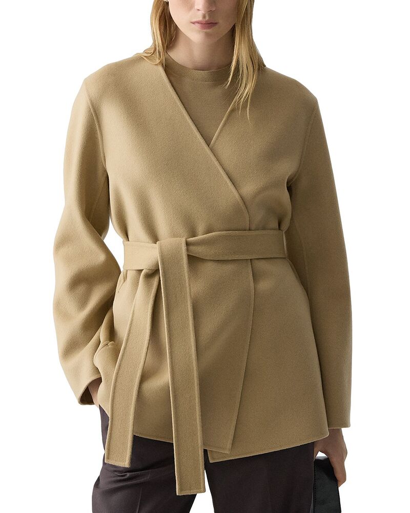 行動論理 レディース アウター 上衣・上衣 羊毛 Theory Wool \u0026 Cashmere Wrap Jacket New Camel 駱駝