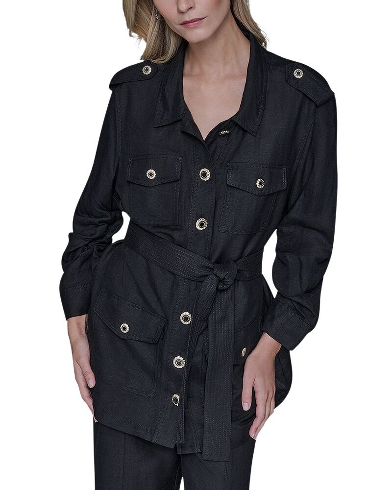 カール ラガーフェルド レディース アウター ジャケット・ブルゾン ギャザー KARLAGERFELD Ruched Sleeve Belted Jacket Black ブラック 29,452円