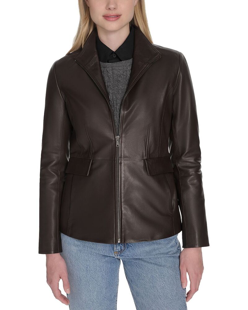 コールハーン レディース アウター ジャケット・ブルゾン レザー Cole Haan Leather Jacket Dark Espresso