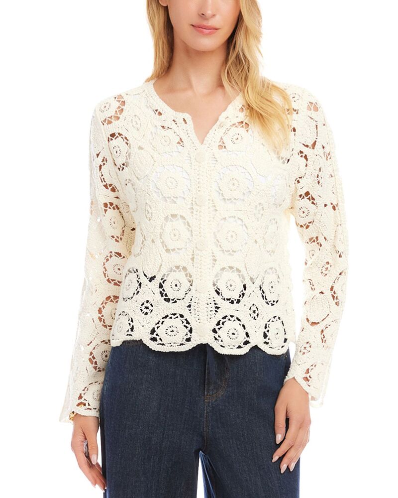 カレンケーン レディース アウター ジャケット・ブルゾン Karen Kane Crocheted Soft Jacket Cream クリーム|ReVida 店