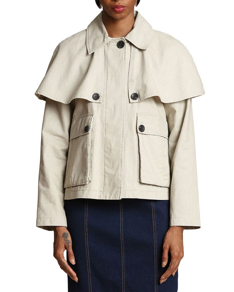 アヴェックレフィーユ レディース アウター 上衣・上衣 ケープ考える 綿織物 鳥打ち帽 ケープ Avec Les Filles Cotton Cape Jacket Limestone