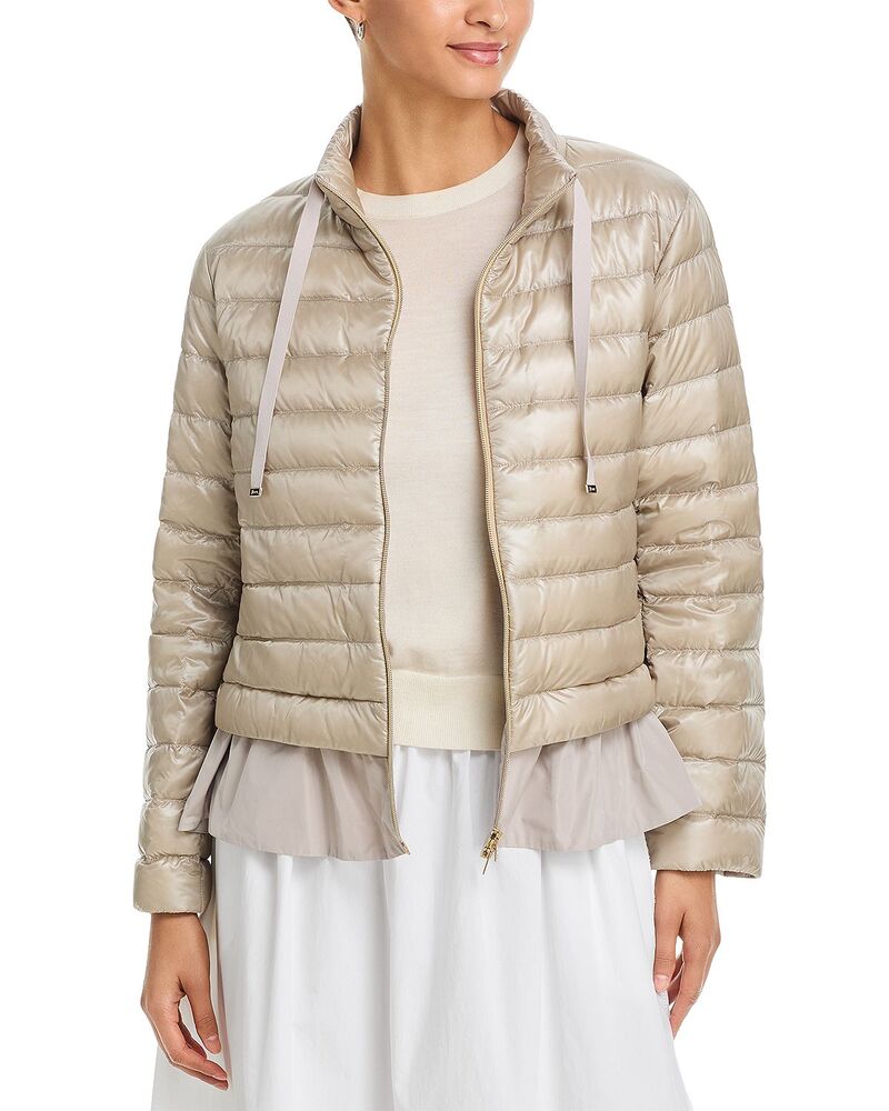 ヘルノ レディース アウター コート フリル裾 フリル キルティング Herno Quilted Ruffle Hem Coat Champagne シャンパン|ReVida 店