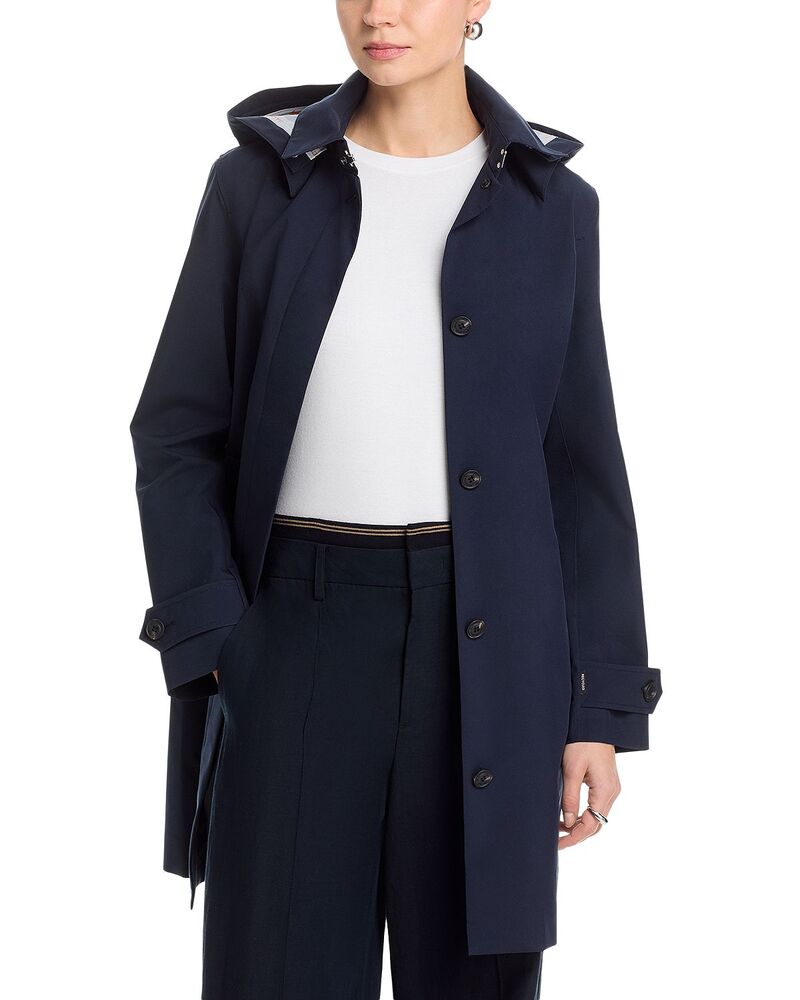 セ前日 ザ 家鴨 レディース アウター 厚地の外套 Save The Duck Jackie Raincoat Blue Black 黒いこと コート・ジャケット-レディースファッション